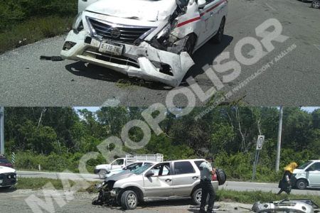 DESASTROZO ACCIDENTE. Carambola entre tres vehículos en Punta Venado deja tres heridos