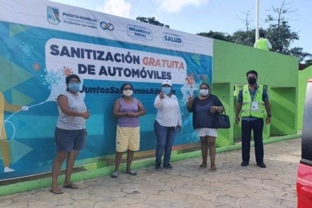 ORGANIZA GOBIERNO DE PUERTO MORELOS NUEVA JORNADA DE SANITIZACIÓN VEHICULAR
