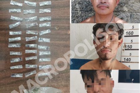 GOLPE AL NARCOMENUDEO.- Atrapan a 3 sujetos con 40 bolsitas de drogas