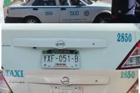 Taxi clonado de Playa del Carmen con matrícula de Yucatán.
