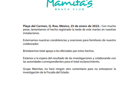 Lamenta Mamitas Beach Club ejecución de su empleado