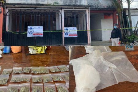 Decomisa policía ministerial pistola y diversas drogas en Carrillo Puerto