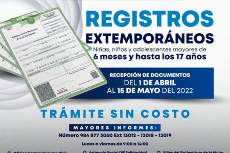 Abren en el Registro Civil registros extemporáneos en Solidaridad