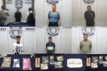 Asegura Policía Solidaridad a 6 delincuentes con 115 bolsas de drogas y armas caseras