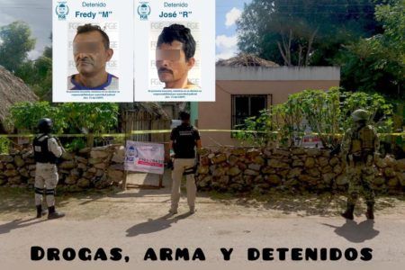 Aseguran droga, arma de fuego y capturan a dos personas en la Zona Maya
