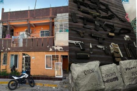 Decomisan 8 armas cortas y largas, así como 50 kilos de drogas en Isla Mujeres