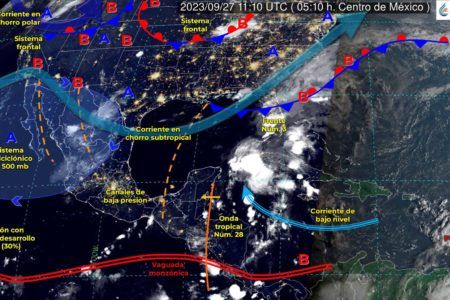 Ingresa a la Península Yucatán onda tropical 28; provocará fuertes lluvias