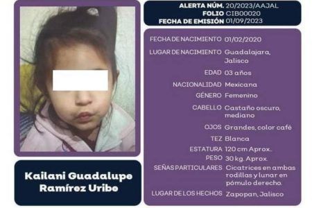 Hallan sin vida a niña de tres años en una cubeta; fue reportada como desaparecida en Jalisco