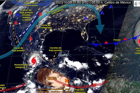 Se esperan lluvias puntuales fuertes en Quintana Roo hoy miércoles