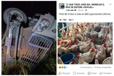 PA´ LA VENTA: Vuelca camión de carga en José María Morelos y lo saquean