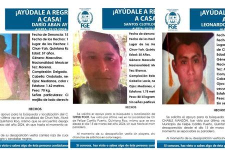 Confirma la fiscalía el “levantón” de tres hombres en Chun-Yah