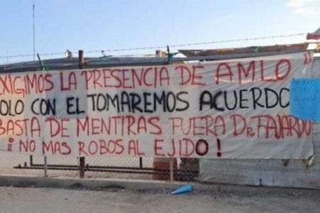 Continúa el bloqueo de ejidatarios a obras del Tren Maya en camino a Chumpón