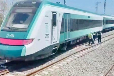 Convoy del Tren Maya se descarriló a la altura de Tixkokob
