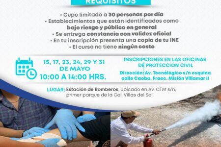 Continúan cursos de primeros auxilios en mayo