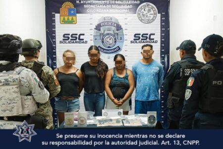 Aseguran a cuatro personas con armas y narcóticos en Playa del Carmen