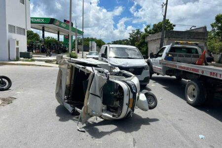 Mototaxista resulta lesionado tras accidente en la colonia Bellavista