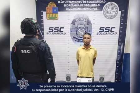 Detención por posible extorsión a comercio en Solidaridad