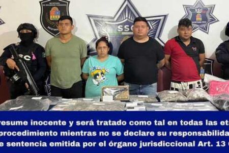Detienen a cuatro personas por narcomenudeo en Benito Juárez