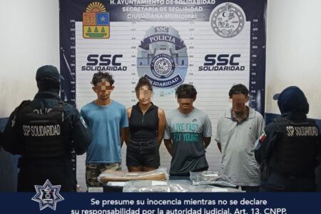 Detienen a cuatro individuos y aseguran 56 envoltorios con posibles narcóticos en Solidaridad