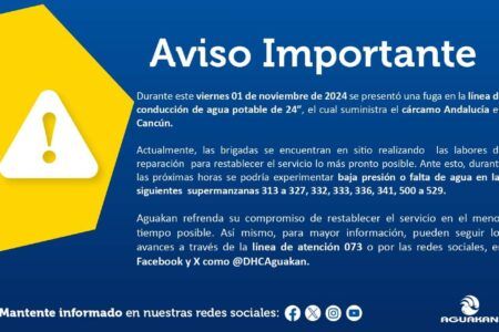 Brigadas de Aguakan atienden fuga en línea de 24″
