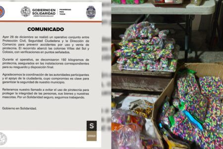 Decomisan gobierno de Solidaridad 192 kilo de pirotecnia