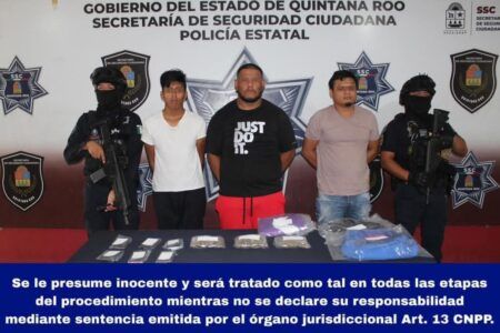 Detienen a tres presuntos implicados en delitos contra la salud y extorsión al transporte público