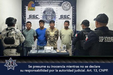 Detienen a cuatro hombres con drogas y un arma en Solidaridad